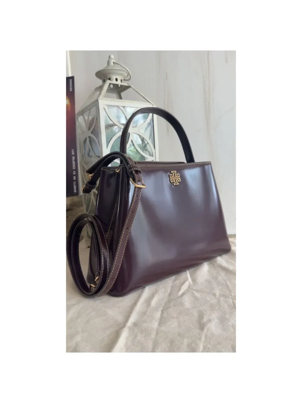 700+! New Women's Tory Burch BRITTEN SMOOTH SATCHEL TEMPRANILLO / Gold